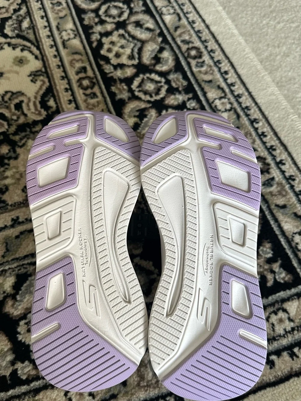 Skechers Women's Slip-On Knit Sneakers in Cream with Lavender Accents